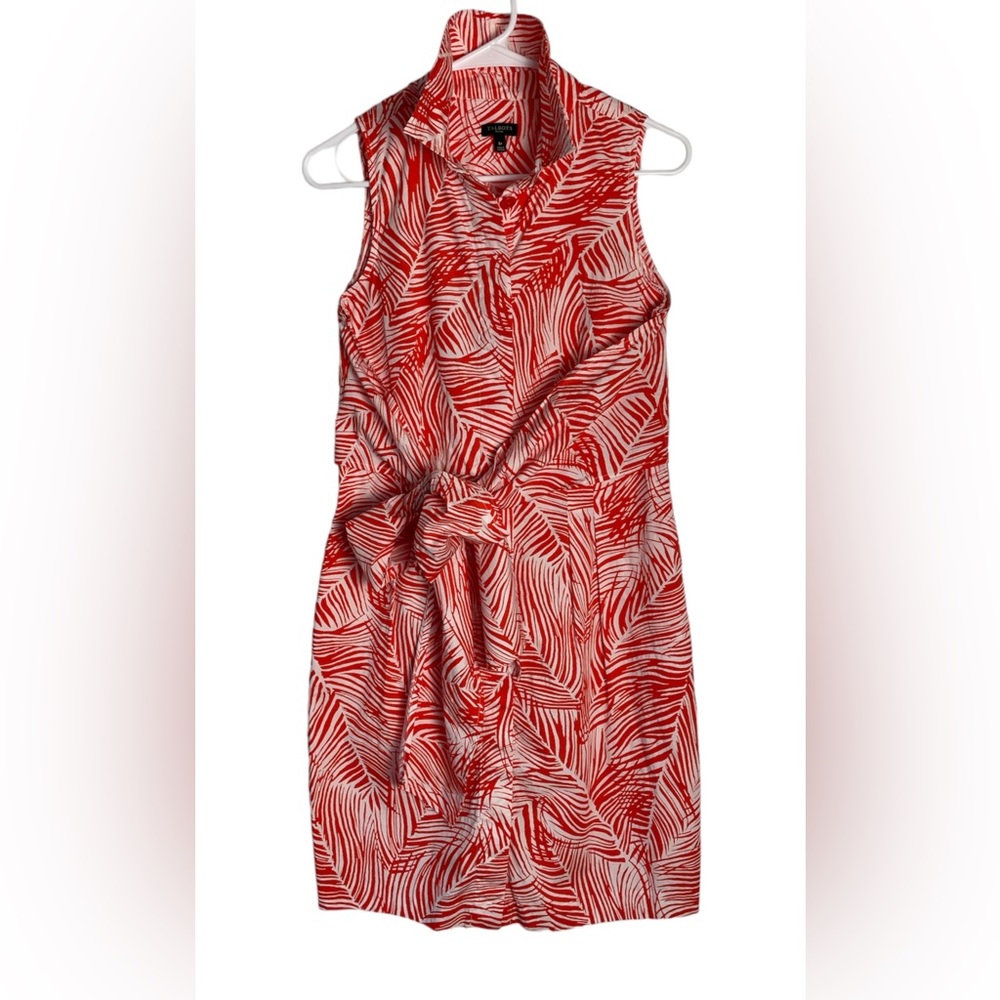 TALBOTS TROPICAL PALM LEAF TIE DRESS, 8 PETITE